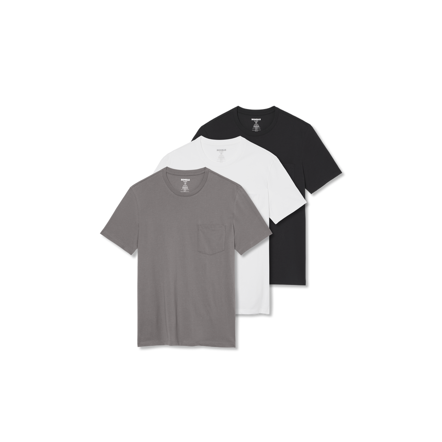 Men's Pima Cotton Pocket Crew Neck T-Shirt 3-Pack - Cotton Studio Wear