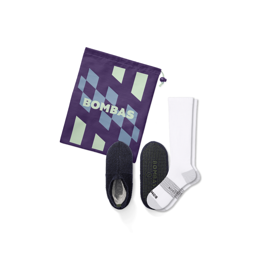 Men's Travel Compression Sock and Gripper Slipper 2-Pack - Recovery Fit
