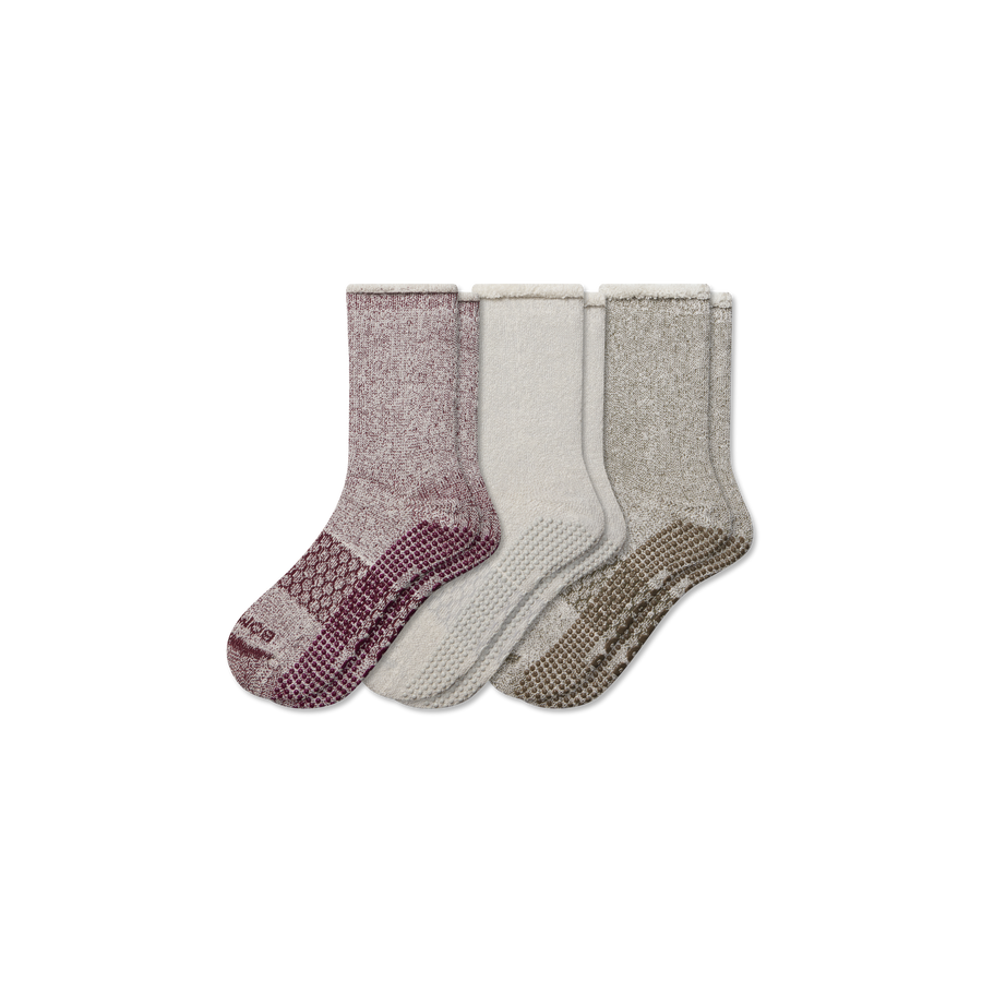 Men’s Roll-Top Merino Blend Gripper House Sock 3-Pack - Steady Everyday Cushion