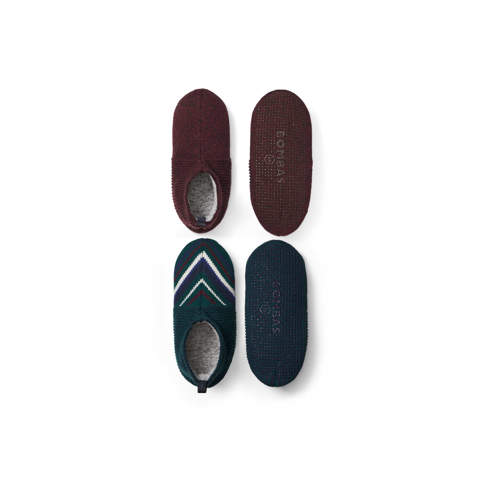 Men's Gripper Slipper 2-Pack - Burgundy x Teal Pine L