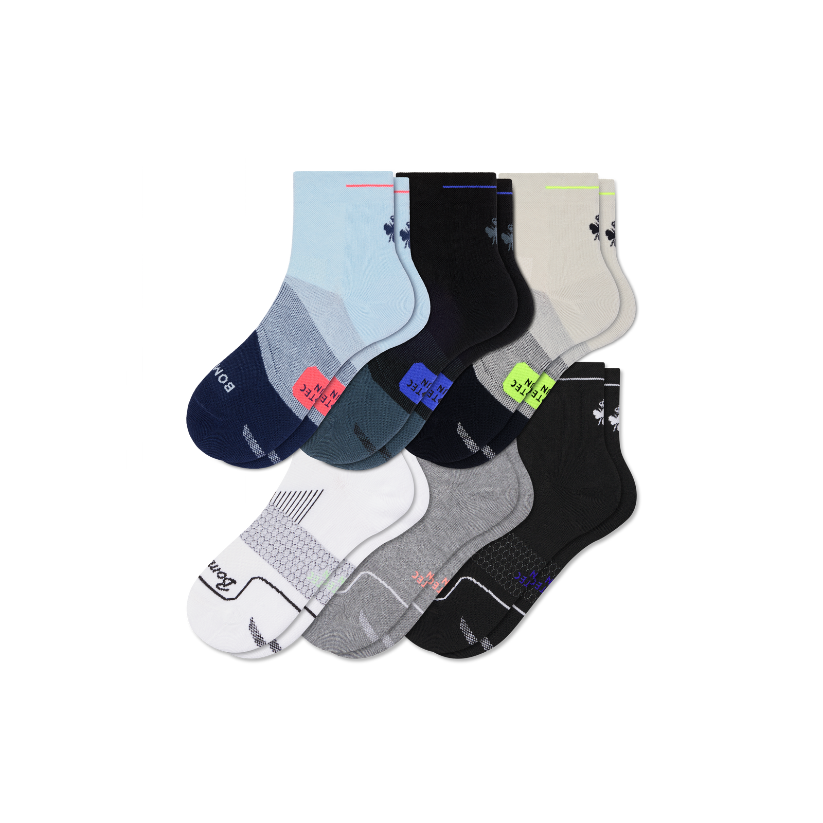 Men's Run Quarter Sock 6-Pack - cloud mist mix L