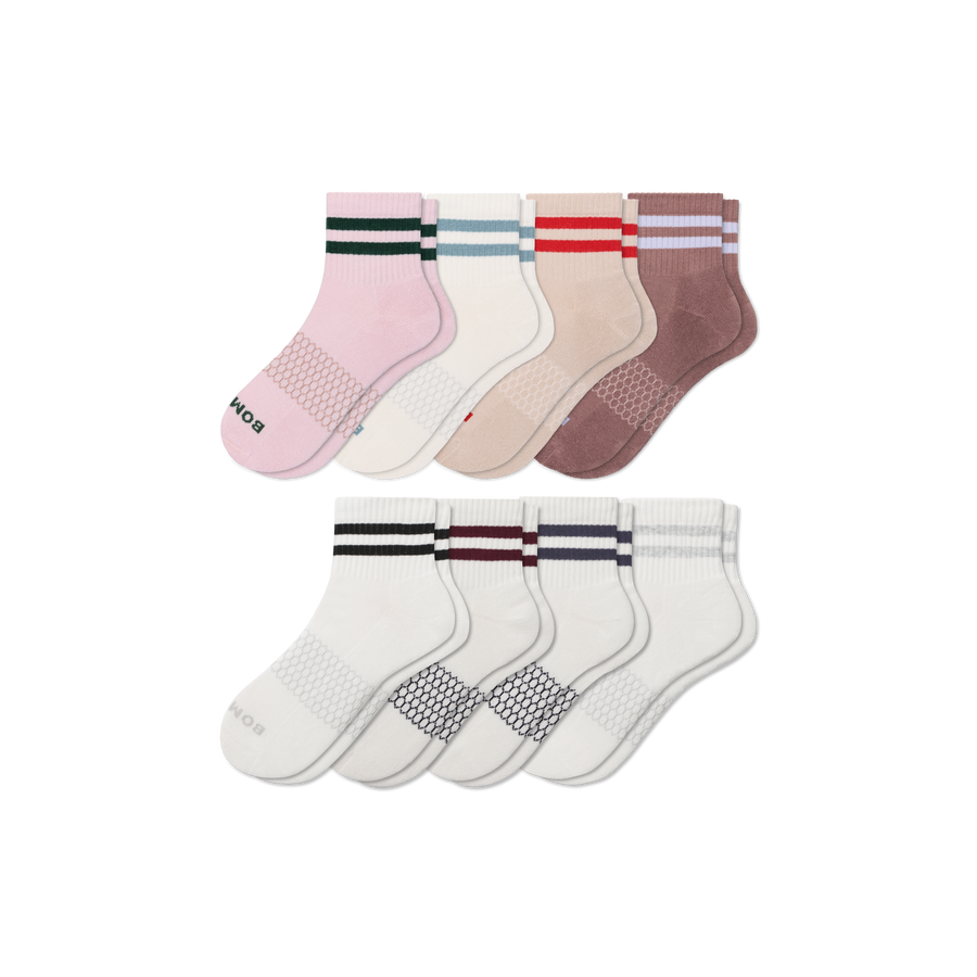Women's Vintage Stripes Quarter Sock 8-Pack - Studio Run Comfort