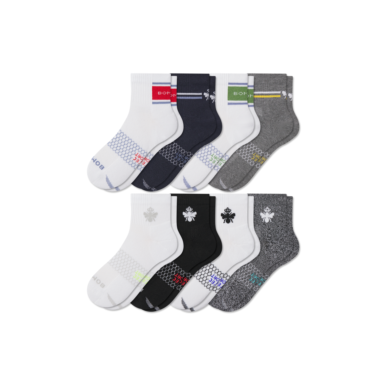 All Sport Quarter Sock 8-Pack - Crimson Navy Mix L
