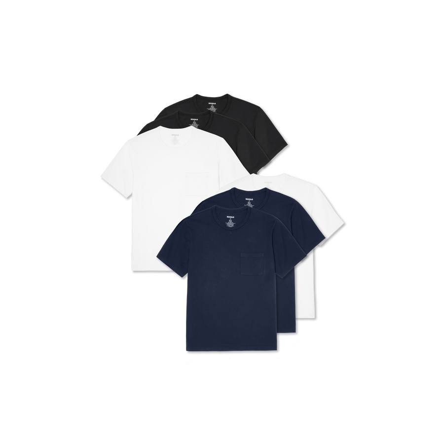 Men's Premium Weight Pocket Crew Neck T-Shirt 6-Pack - Easy Crew Cut