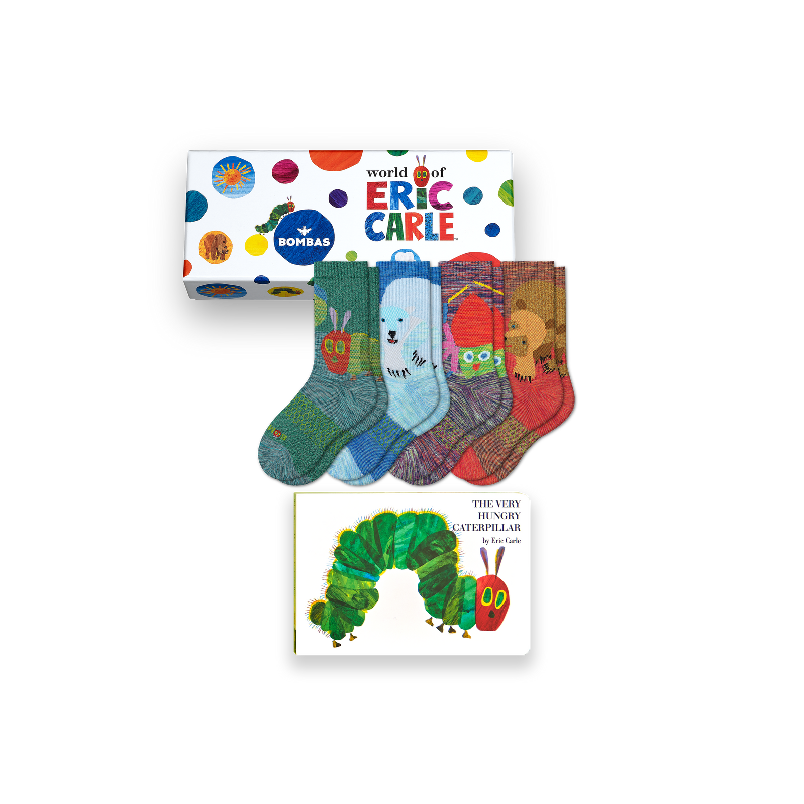 Youth Eric Carle Calf Sock 4-Pack Gift Box & Book - Eric Carle Mix