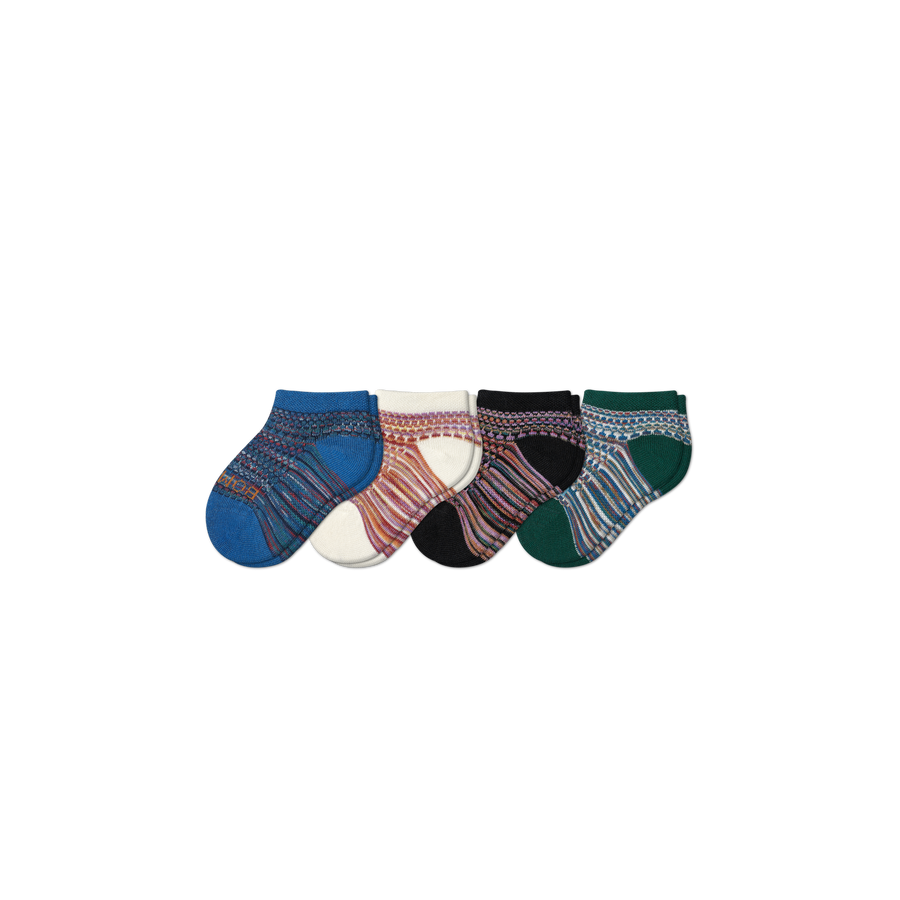 Toddler Lightweight Mosaic Ankle Sock 4-Pack - Modern Crew Cushion