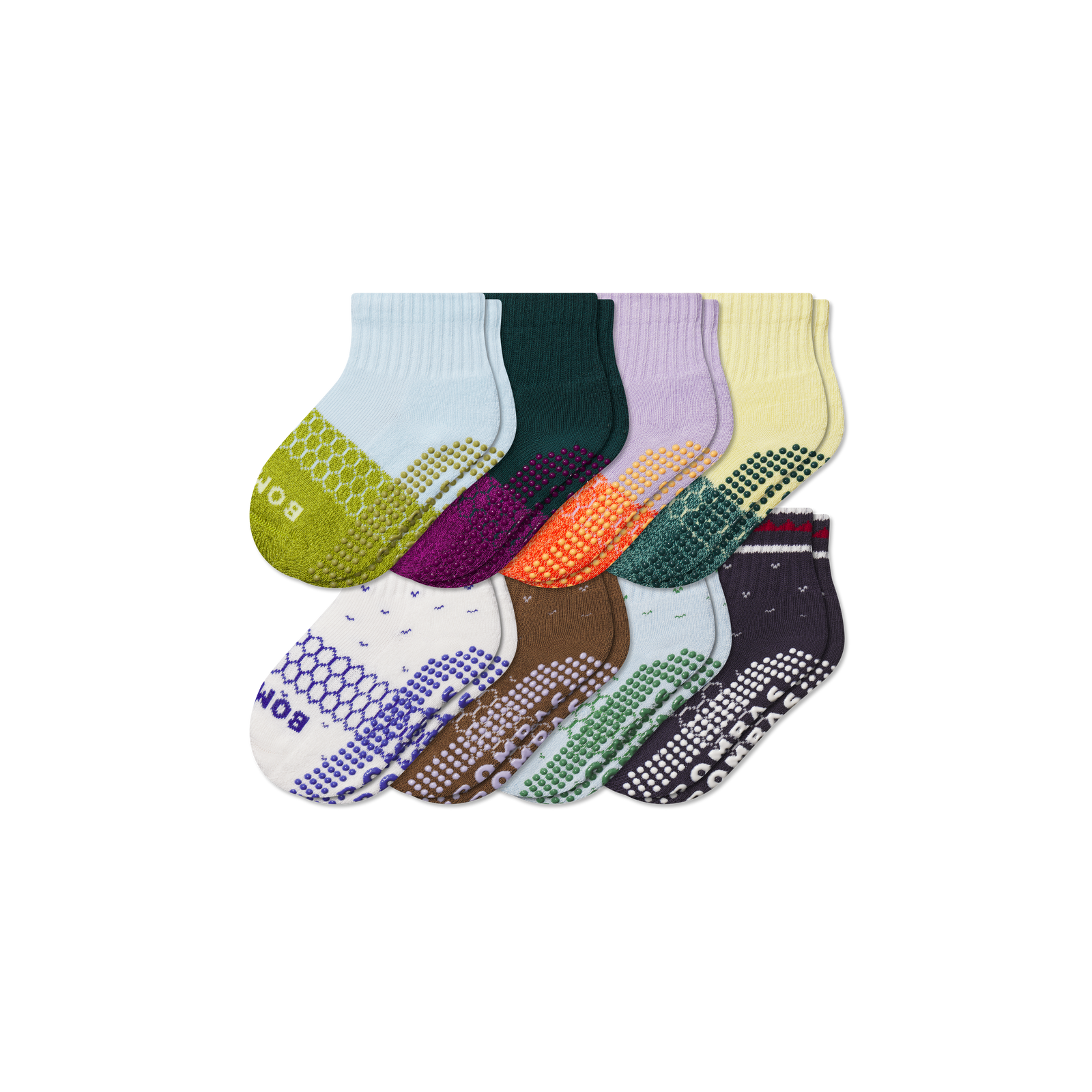 Toddler Gripper Calf Sock 8-Pack - Gingerbread Yellow Mix L