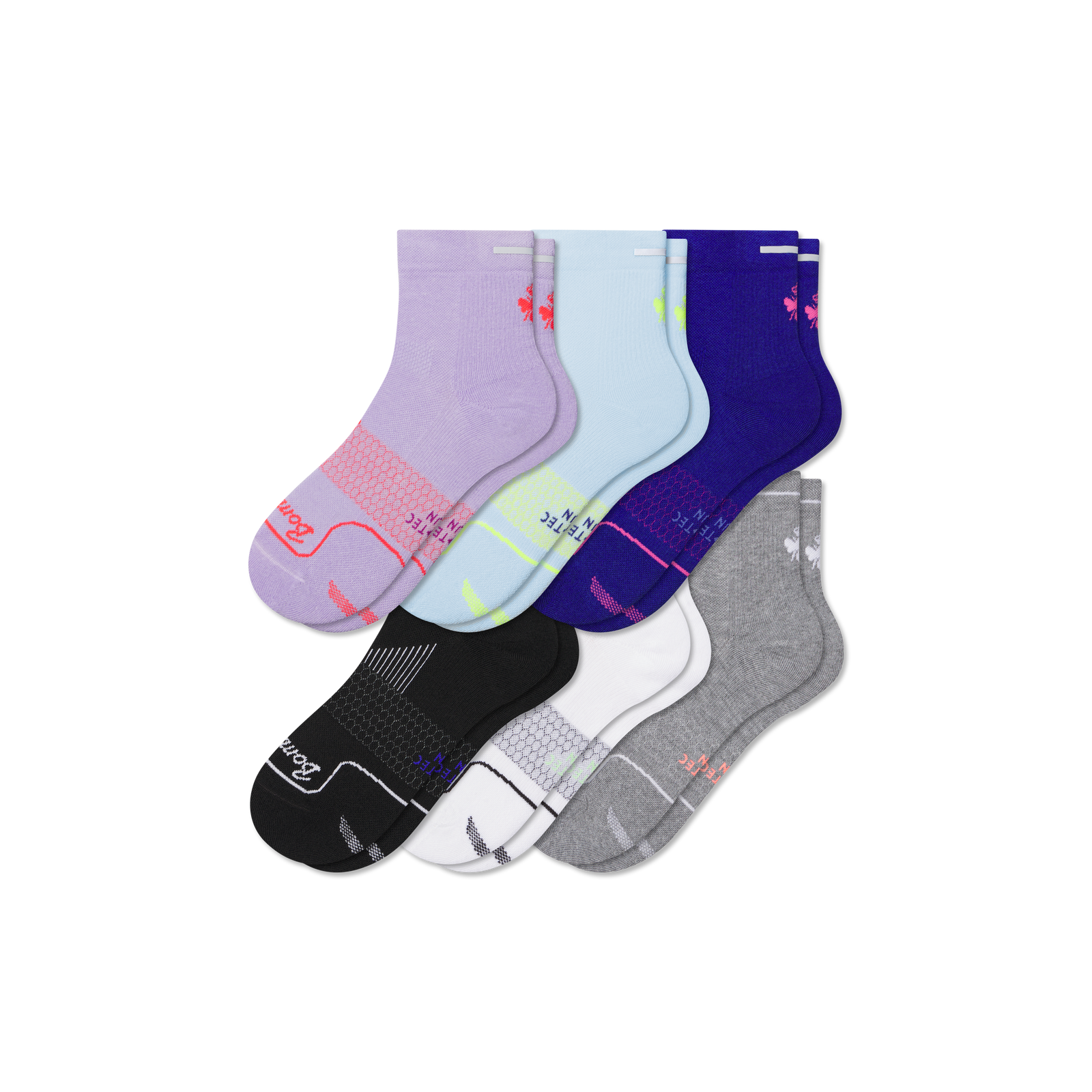 Women's Running Quarter Sock 6-Pack - glacier blue core mix L