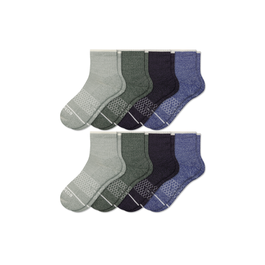 Men's Merino Wool Blend Quarter Sock 8-Pack - Easy Low Cut Pair