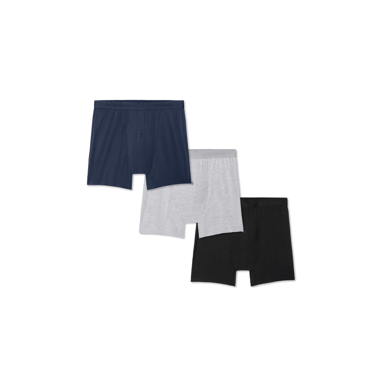 Men's Cotton Modal Blend Boxer 3-Pack - Grey Black Navy Mix L