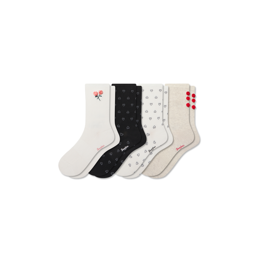 Women’s Valentine’s Day Lightweight Half Calf Sock 4-Pack - Cozy Hike Move