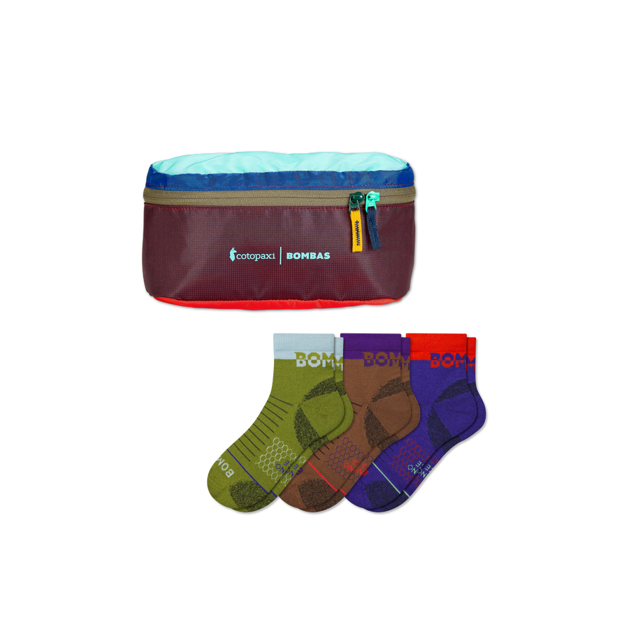 Men's Merino Wool Blend Hiking Quarter Sock 3-Pack & Cotopaxi Fanny Pack - Family Home Wrap