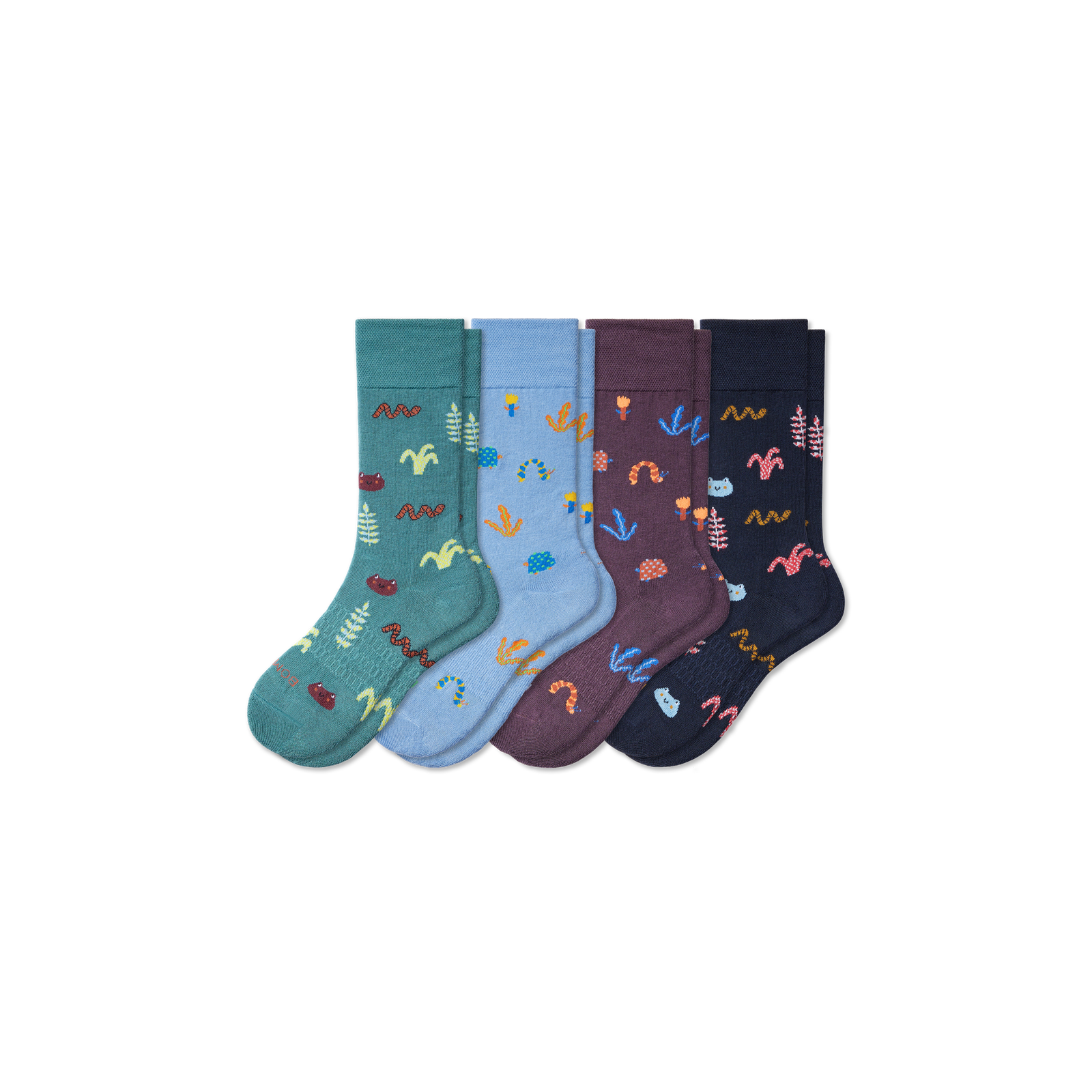 Youth Dress Calf Sock Marine Purple Mix 4-Pack L