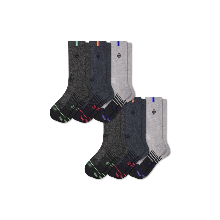 Women's Merino Wool Blend Run Calf Sock 6-Pack - Light Run Rotation