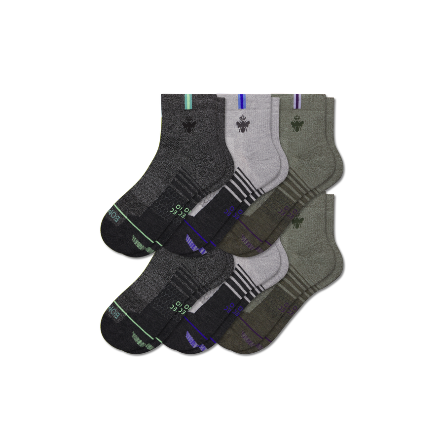 Men's Merino Wool Blend Run Quarter Sock 6-Pack - Fresh Trail Move