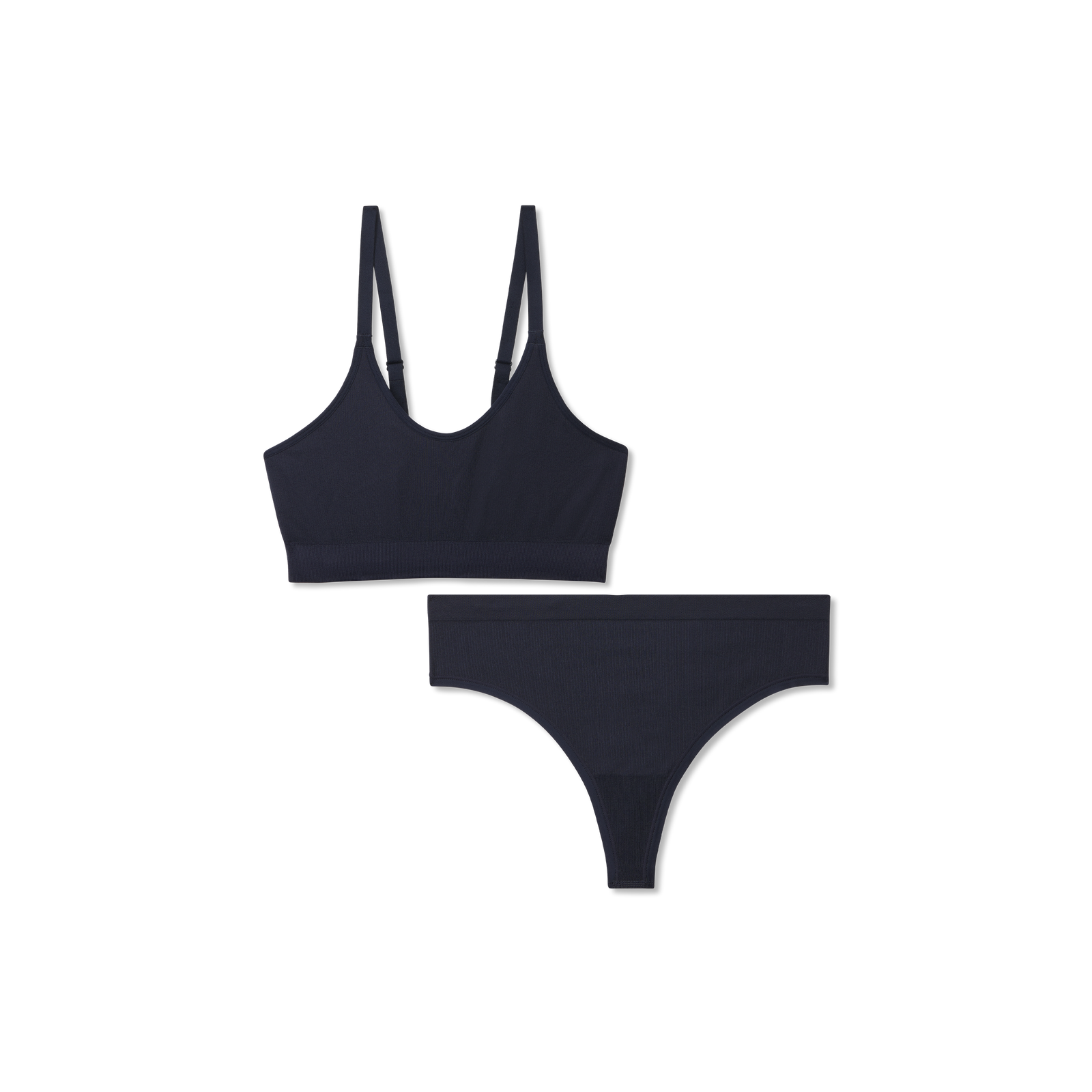 Women's Seamless Scoop Bralette + Thong - Midnight Navy L