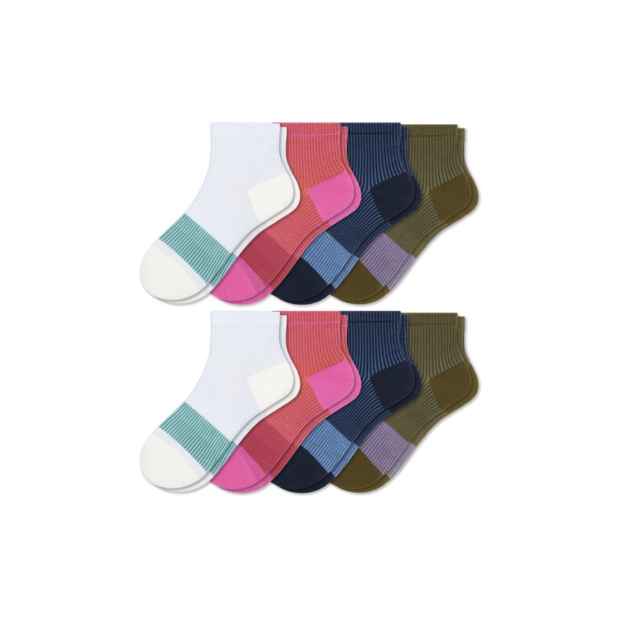 Youth Lightweight Quarter Sock 8-Pack - Comfort Crew Step