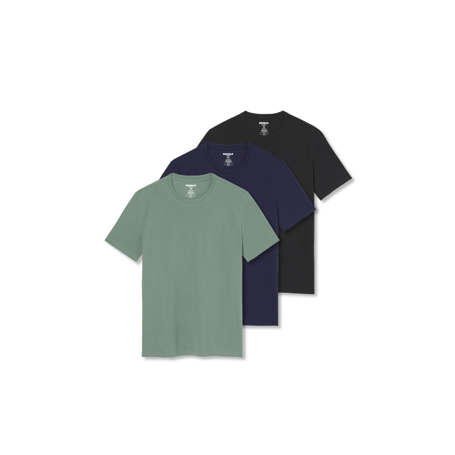 Men's Pima Cotton Crew Neck T-Shirt 3-Pack - Light Base Style
