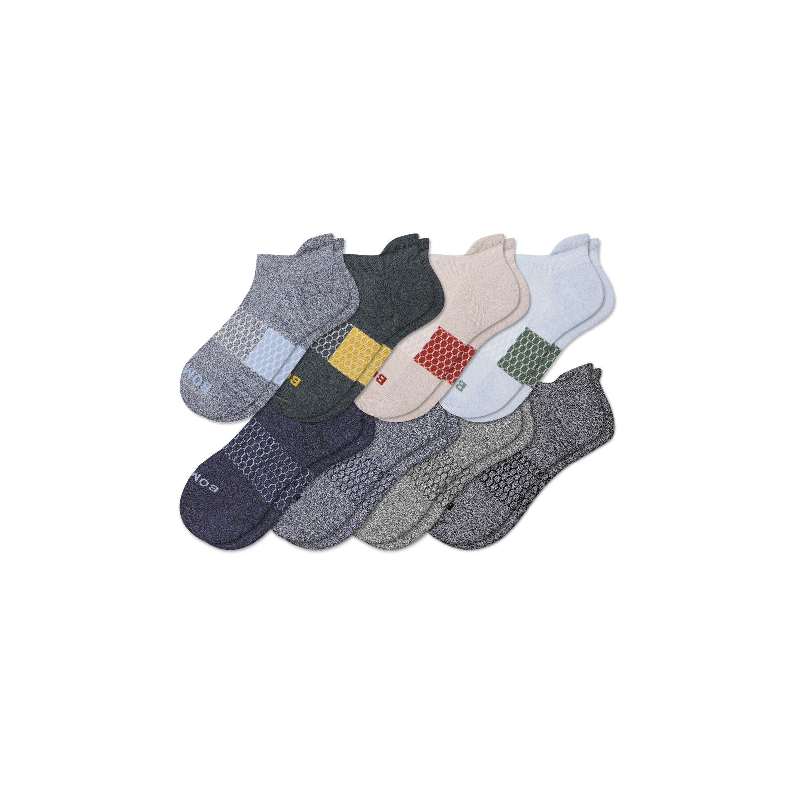 Men's Ankle Sock 8-Pack - Navy Taupe Marls Mix L