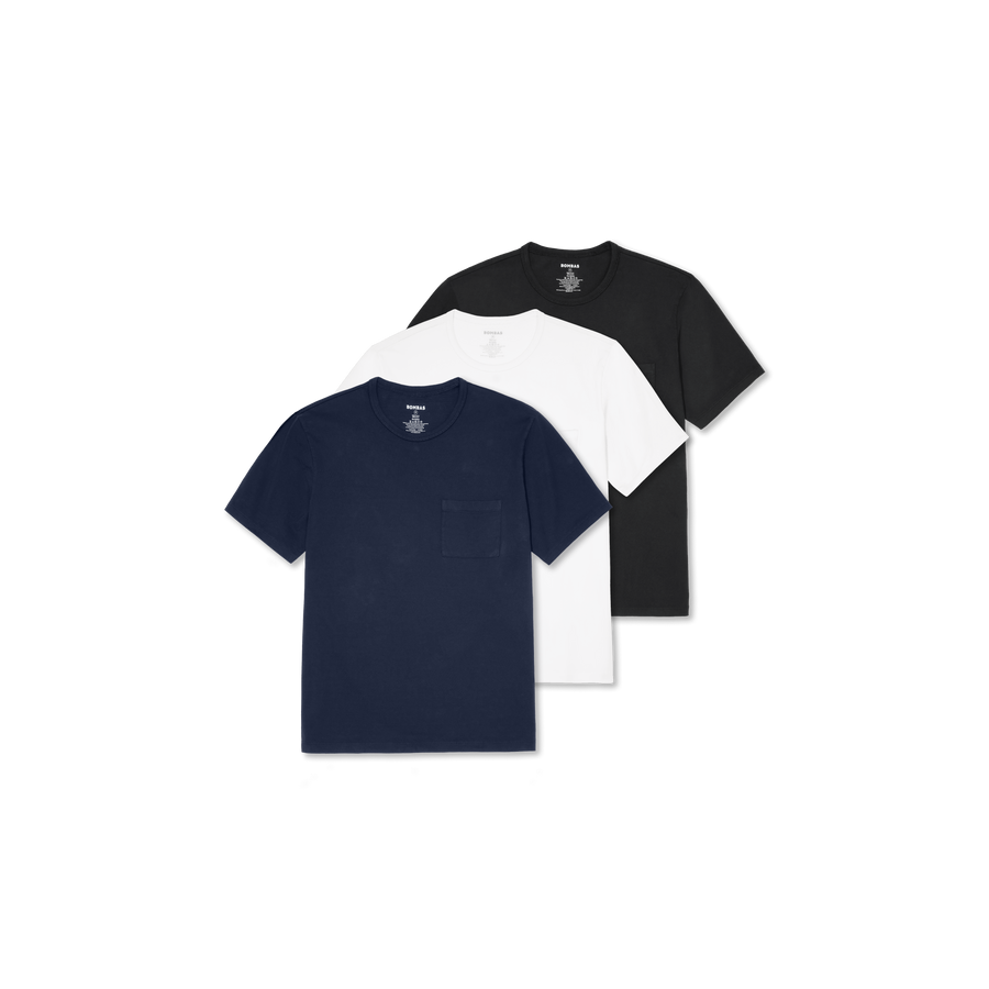 Men’s Premium Weight Pocket Crew Neck T-Shirt 3-Pack - Daily Base Layer