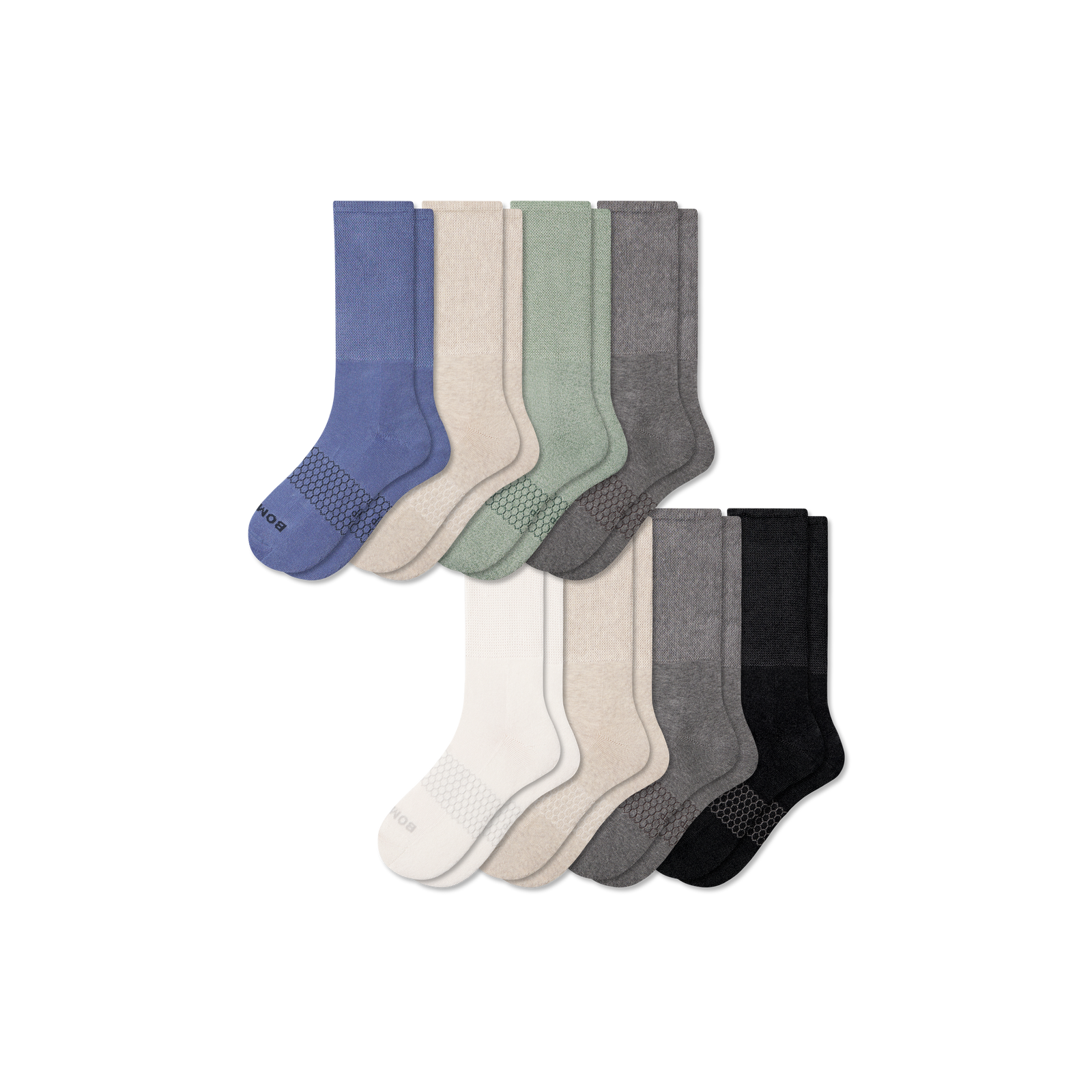 Women's Ultra Stretch Calf Sock 8-Pack - Oyster Black Mix L
