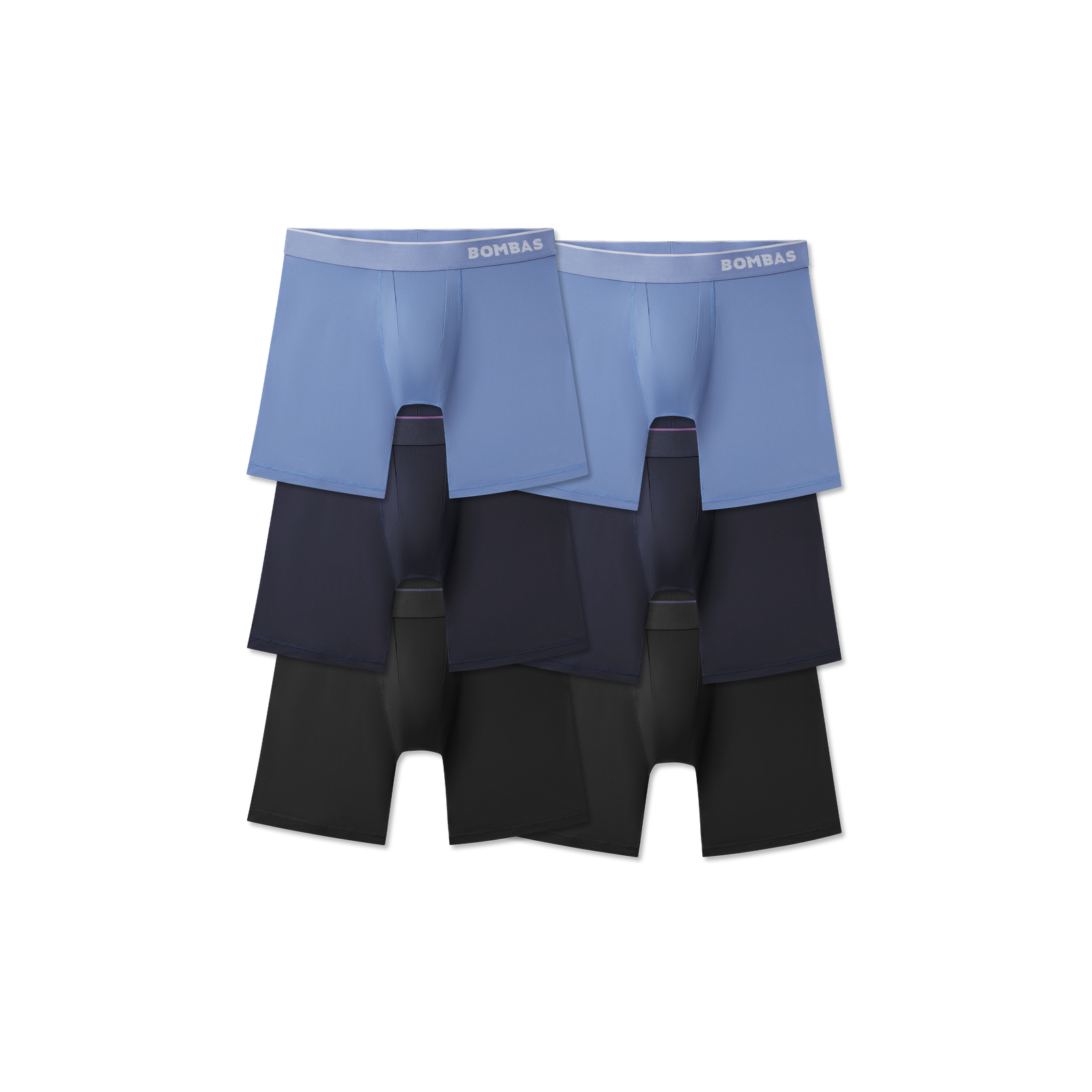 Men's Sport Flyless Boxer Brief 6-Pack - Oyster Blue Navy Black Mix L