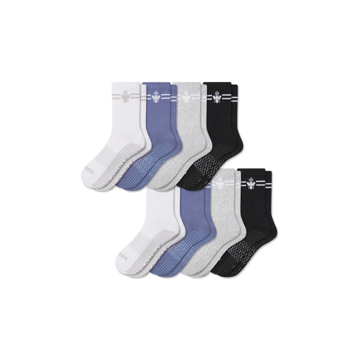 Men's Gripper Half Calf Sock 8-Pack - Oyster White Mix L