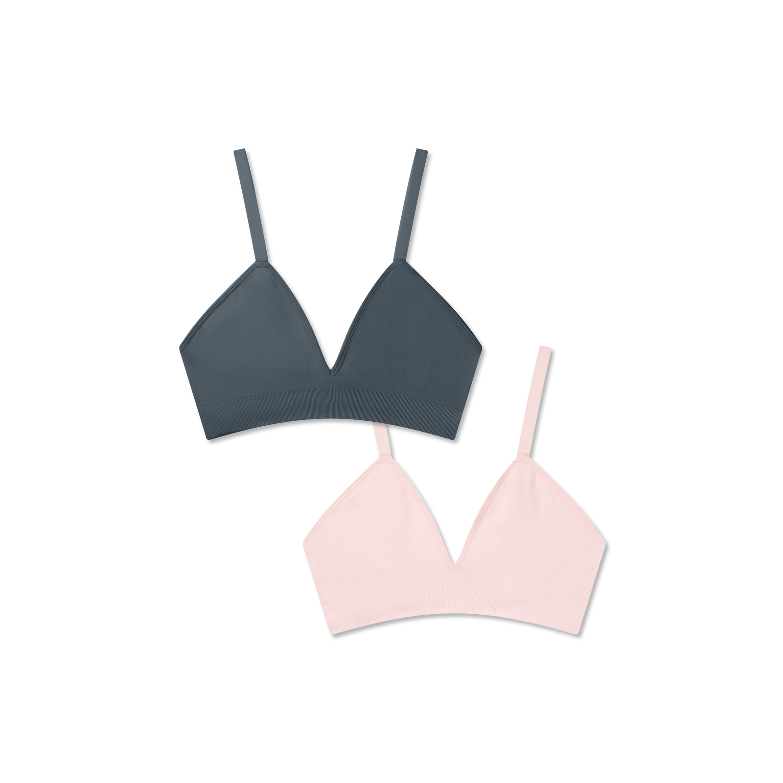 Women's Seamless Triangle Bralette 2-Pack - Pebble x Blush L