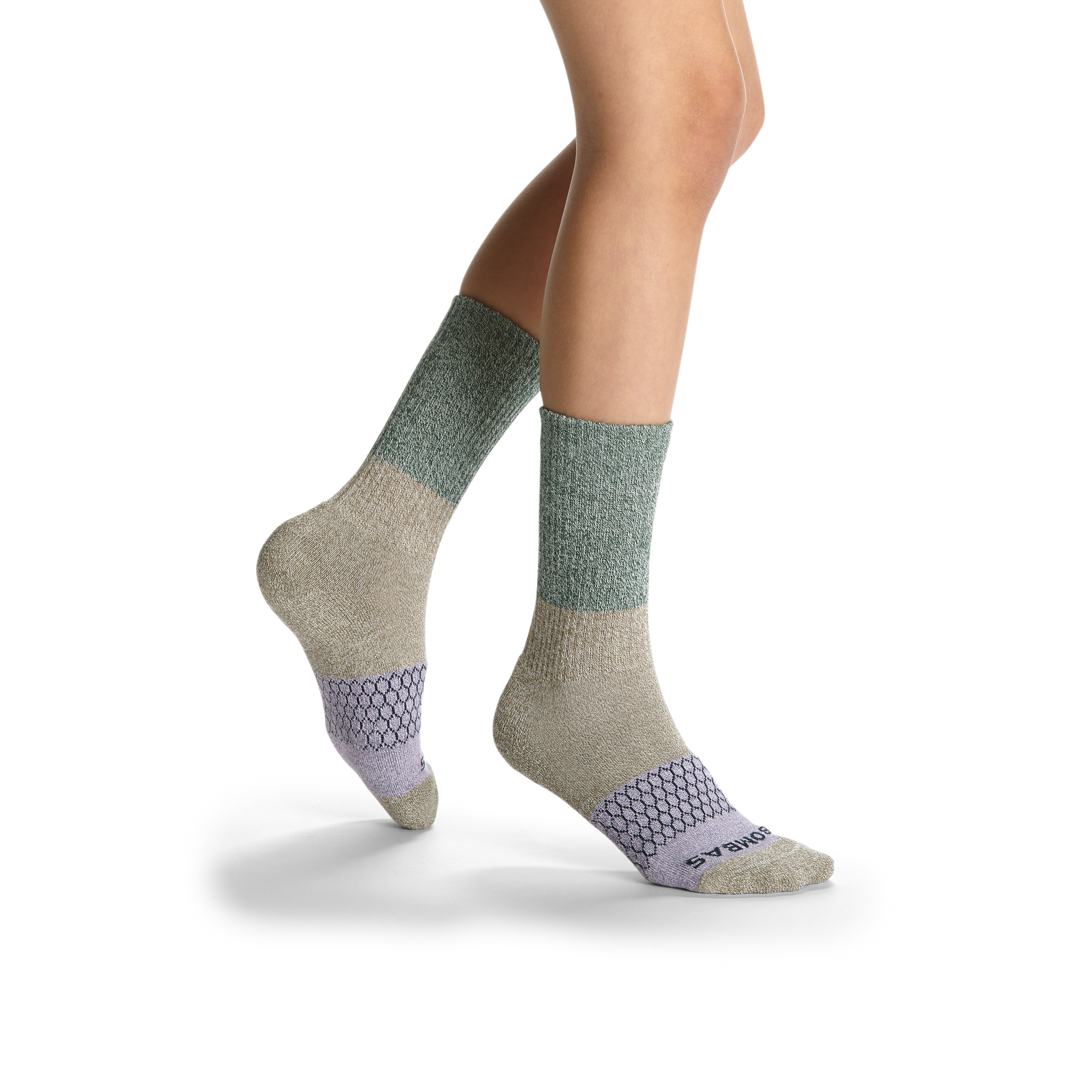 Youth Tri-Block Calf Sock 4-Pack - sepia-taupe-mix - 7