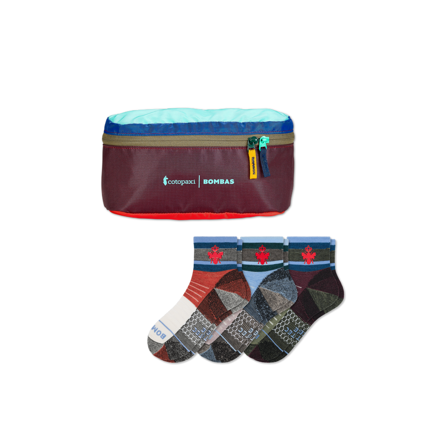 Cotopaxi x Bombas Merino Wool Blend Hiking Quarter Sock 3-Pack & Fanny Pack - Outdoor Gift Stash