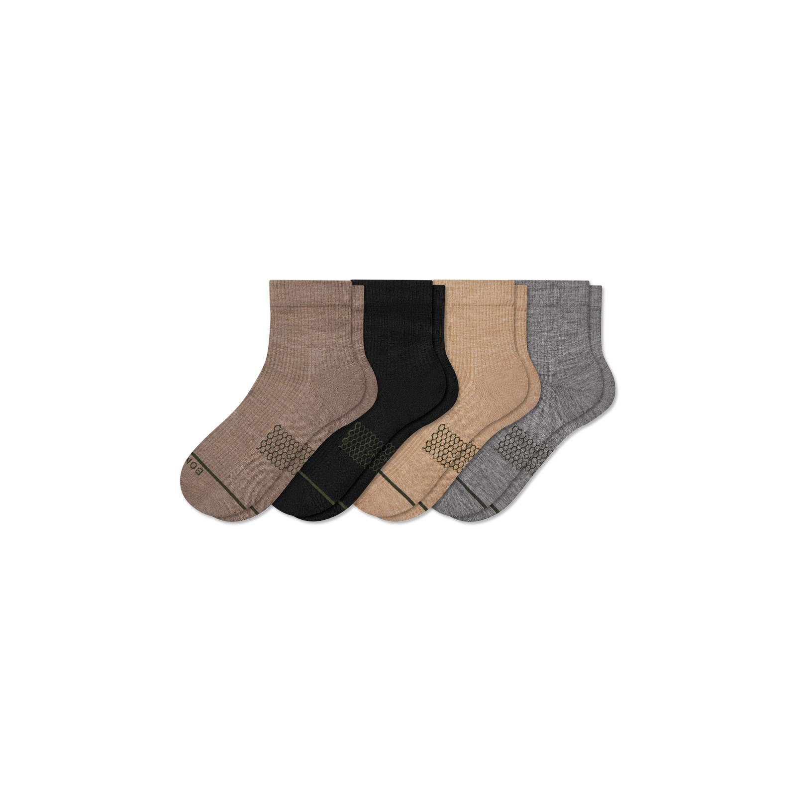 Merino Modern Rib Quarter Sock 4-Pack - Taupe Grey Mix L
