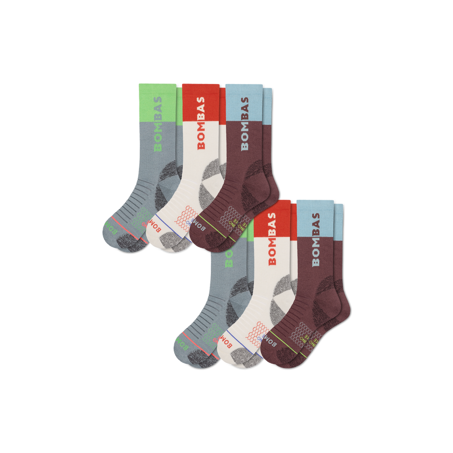 Women's Merino Wool Blend Hiking Calf Sock 6-Pack - Smooth Trail Move