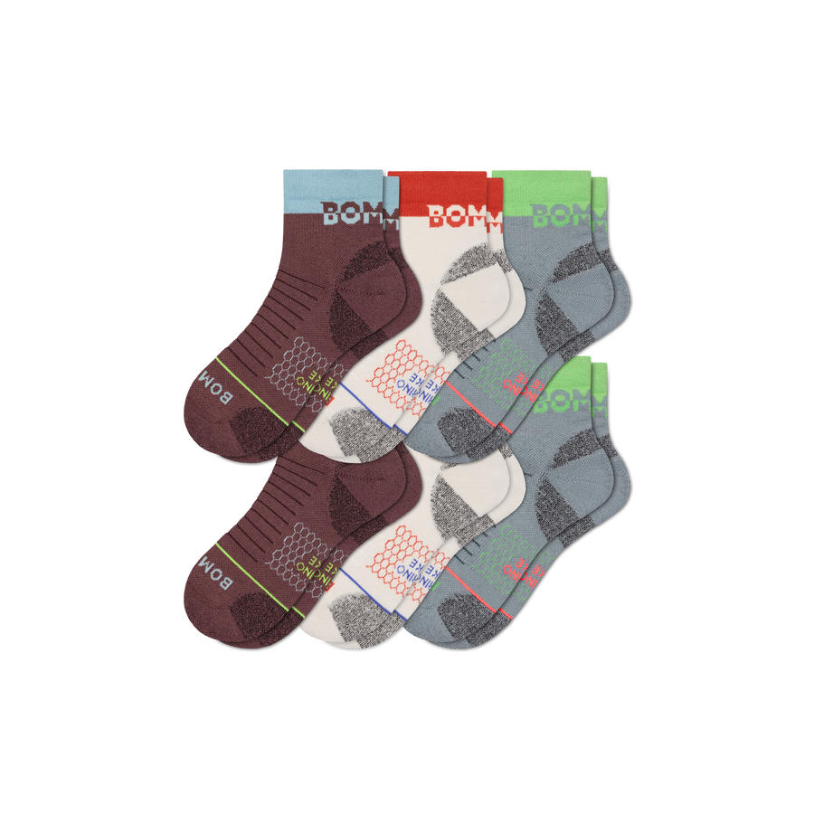 Women's Merino Wool Blend Hiking Quarter Sock 6-Pack - Cushion Run Step