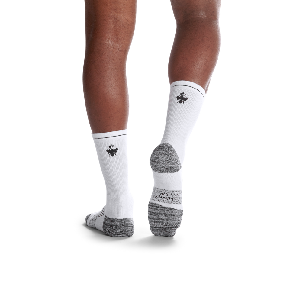 Men's Running Calf Sock 3-Pack - white-charcoal-black-bee - 52