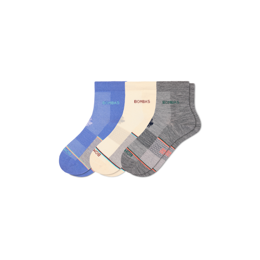 Women's UltraLite Sport Merino Wool Blend Quarter Sock 3-Pack - Smooth Low Cut Rotation