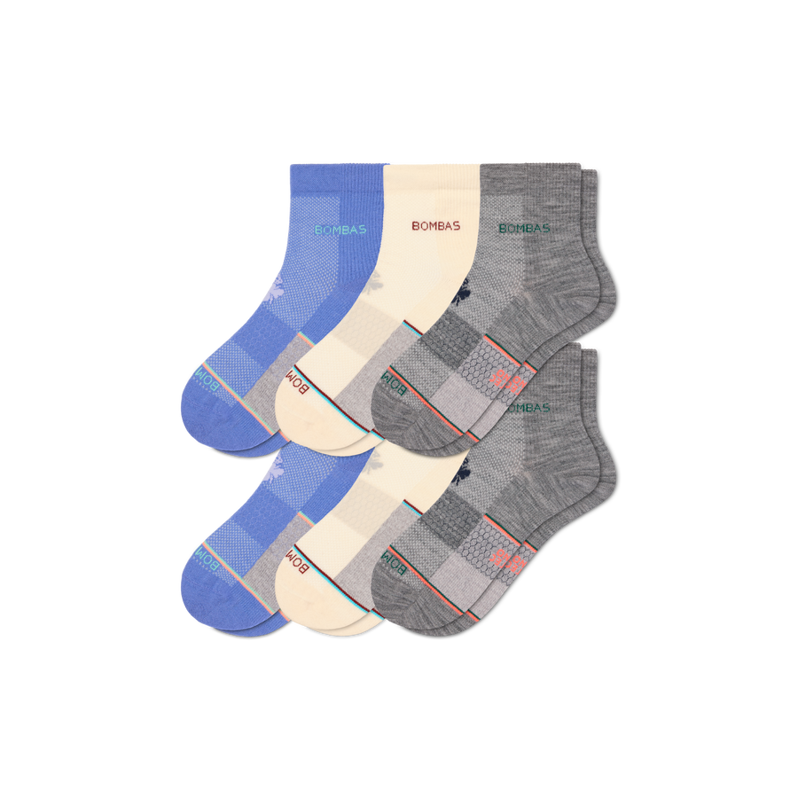 Women's UltraLite Sport Merino Wool Blend Quarter Sock 6-Pack - Run Court Wear
