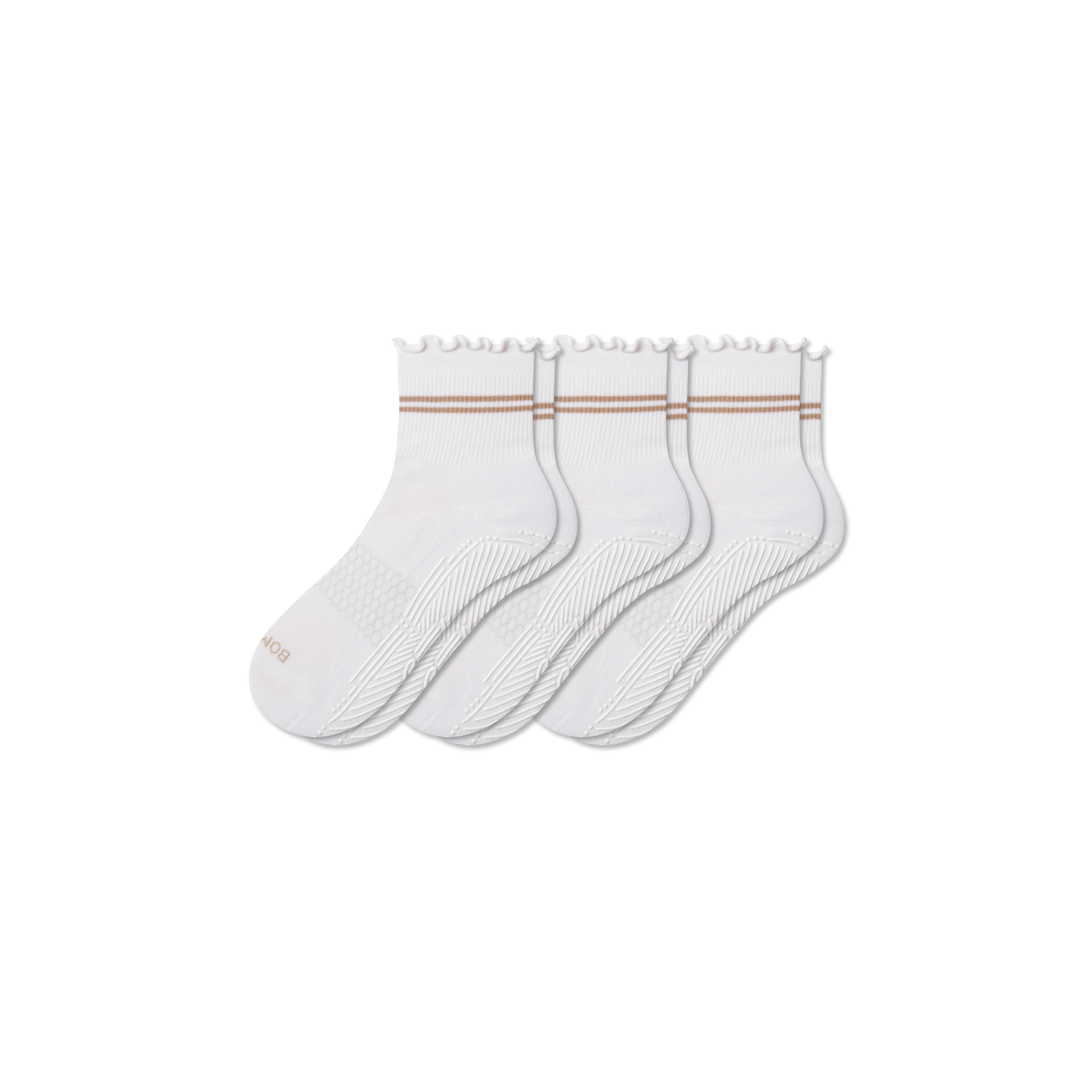 Studio Gripper Quarter Sock 3-Pack - White L