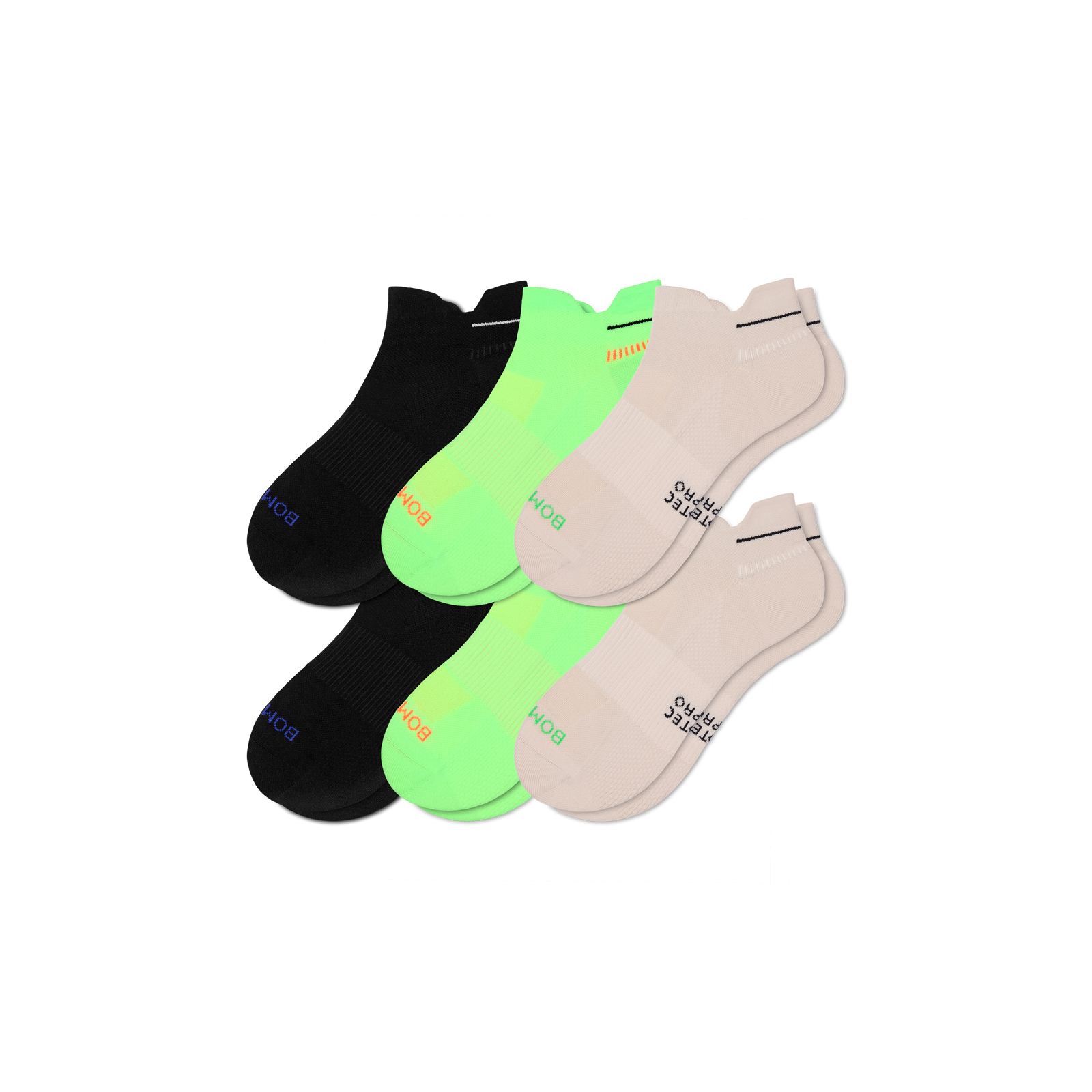Men's RunPro Ankle Sock 6-Pack - white lime mix L